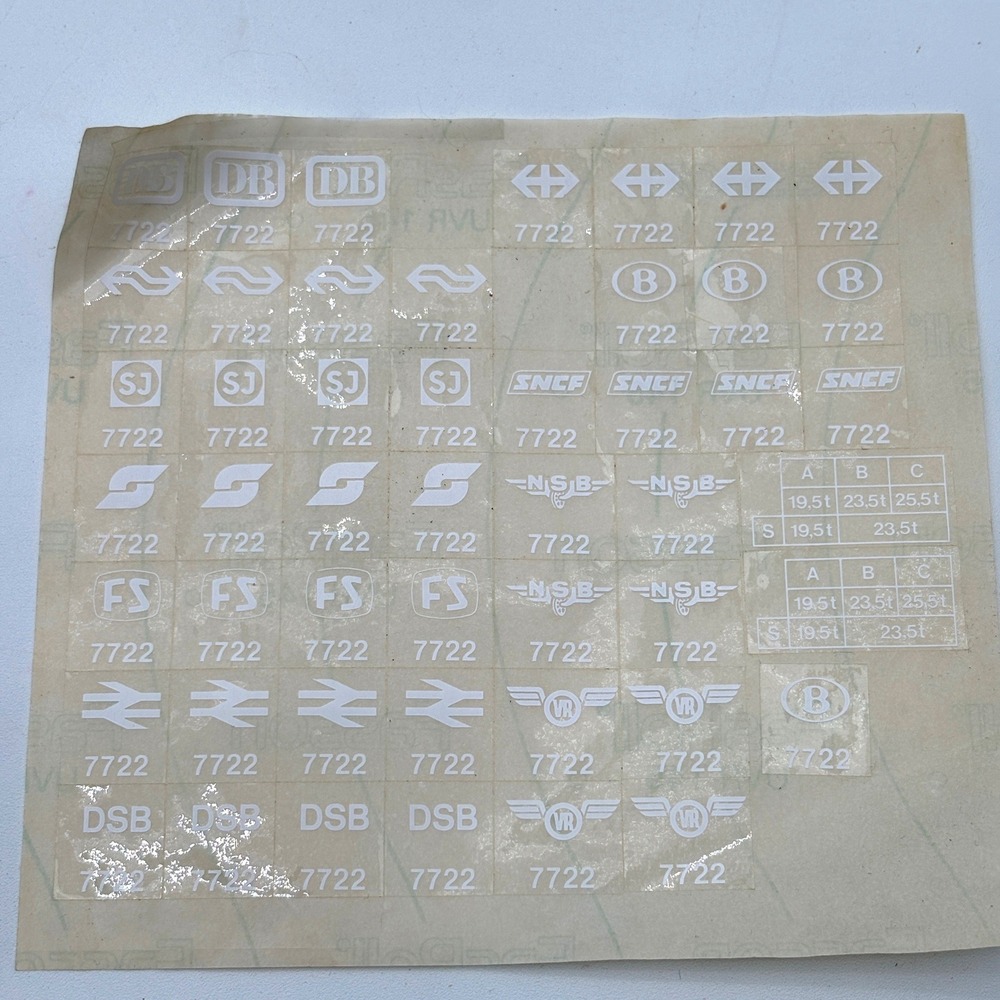 LEGO 7722 Train Set Railway steam cargo Logo Decal Sticker Sheet 7722 Genuine